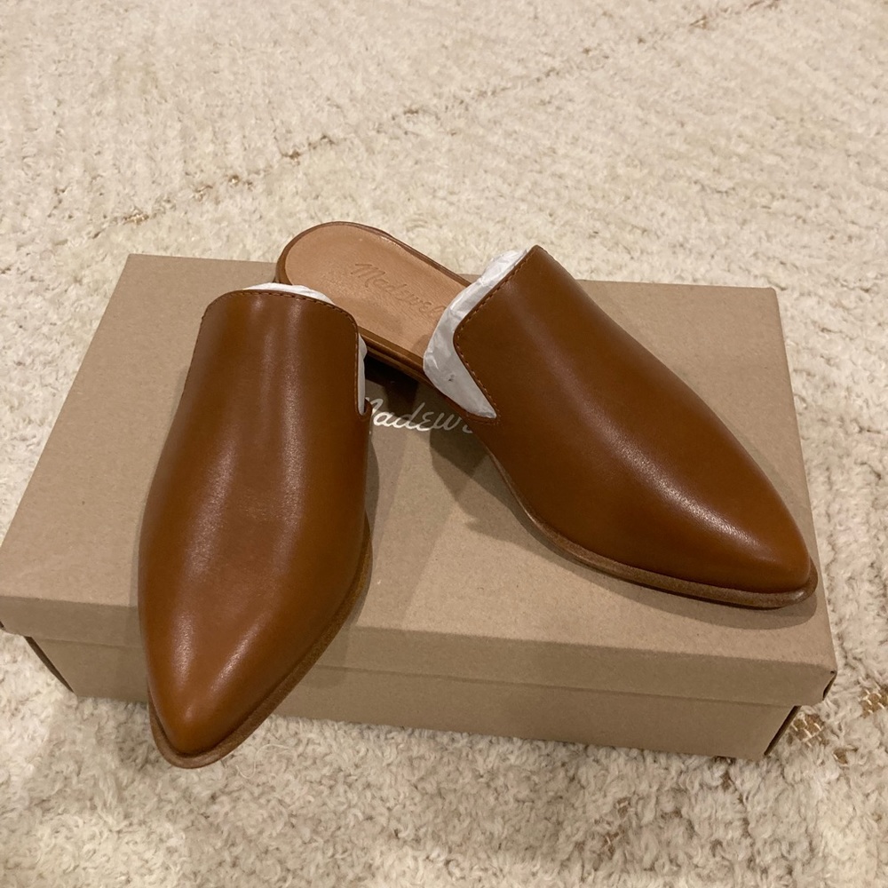 Madewell Brown Leather Pointed Mule Clogs